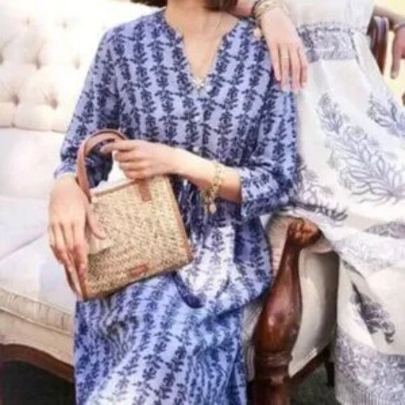 Spartina 449 Kennedy linen dress in Bellinger Thistle pattern - Picture 2 of 7